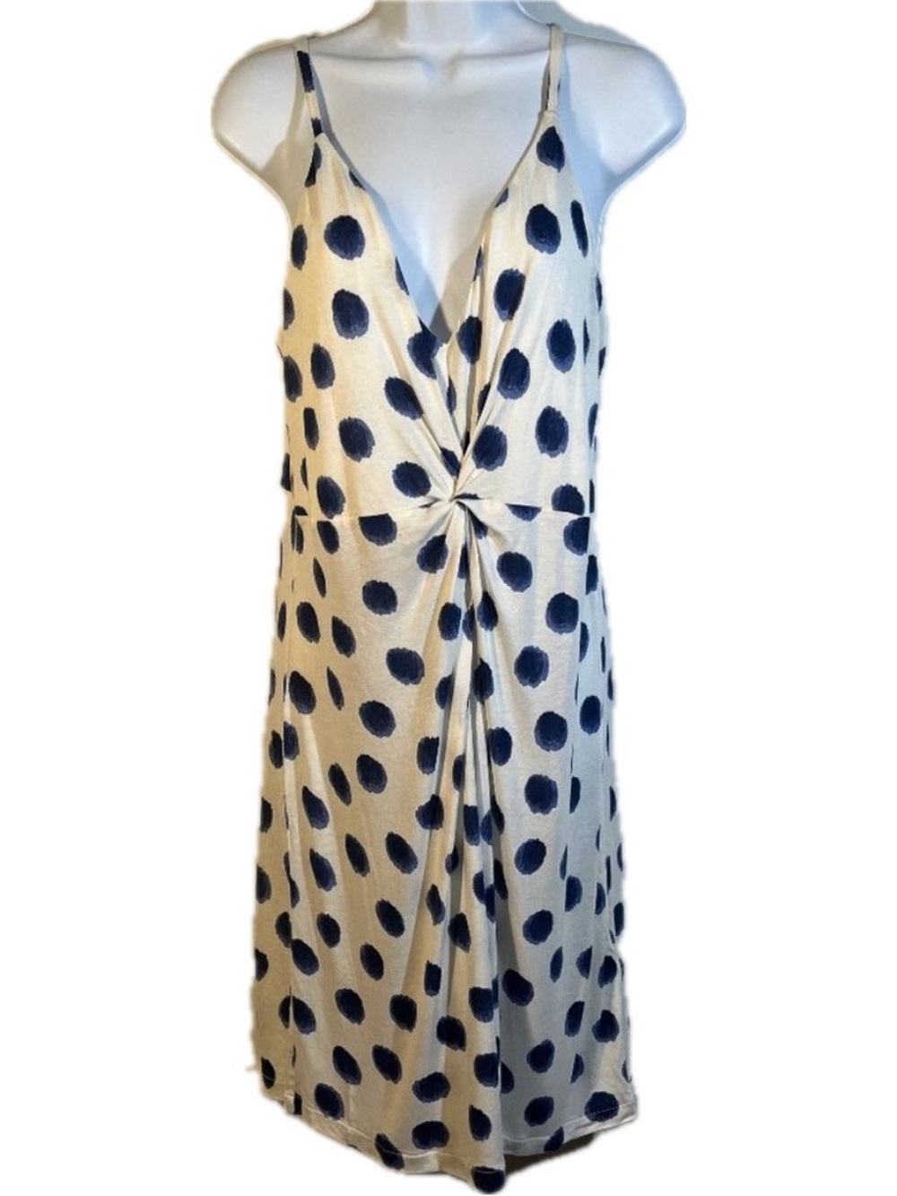 H&M Blue and White Spaghetti Strap Twist Front Summer Dress